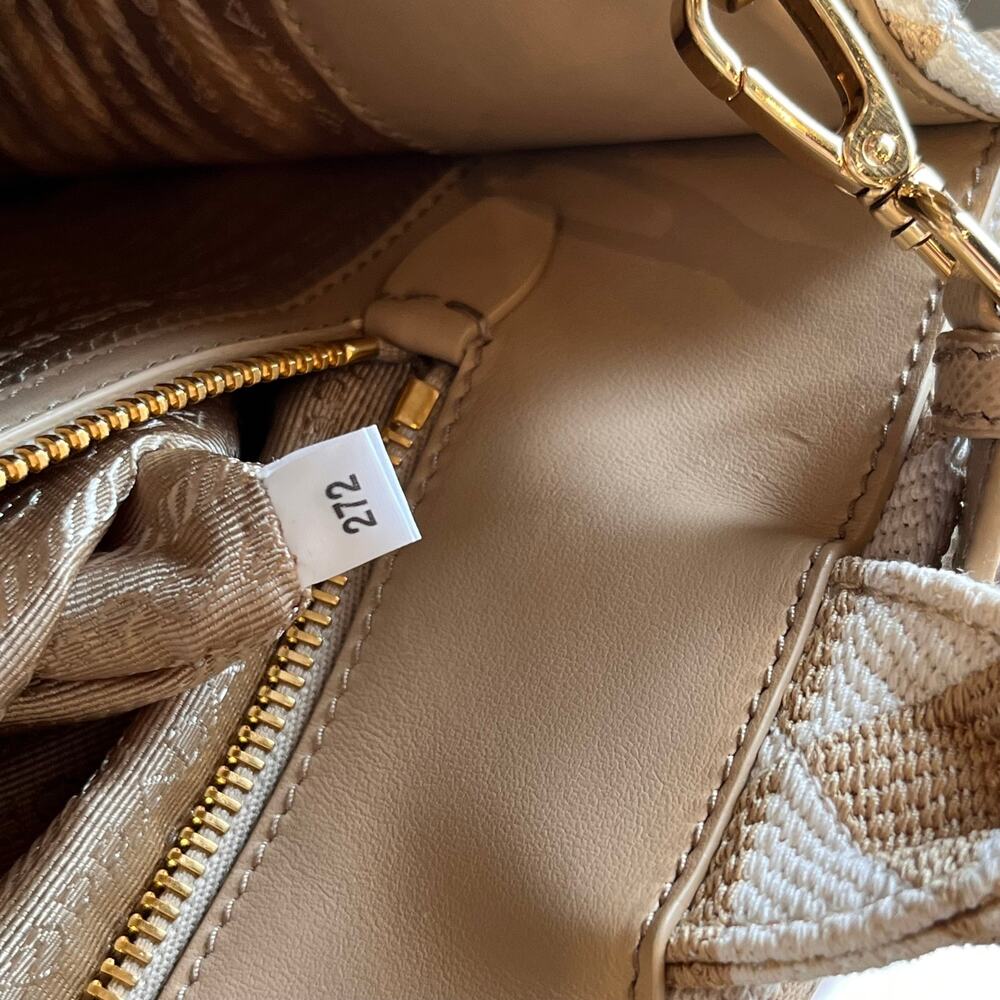PRADA Symbole Shopper Small Beige Jacquard Tote - Picture 9 of 9